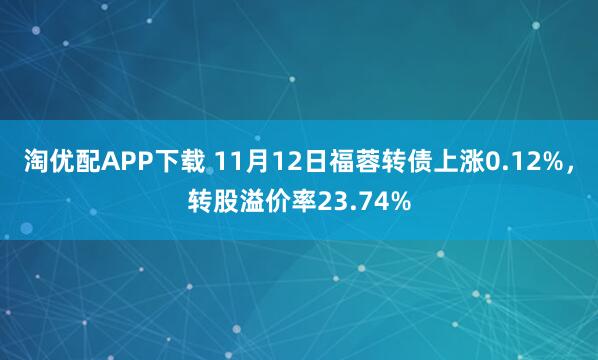 淘优配APP下载 11月12日福蓉转债上涨0.12%,转股溢价率23.74%